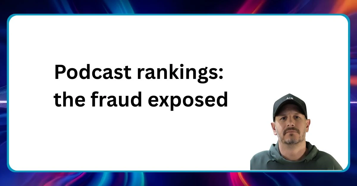 Podcast rankings_ The fraud exposed Neal Veglio headshot with text reading Podcast rankings the fraud exposed
